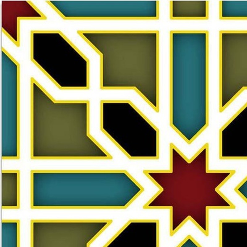 300x300mm Green White Geometric Star Tiles TQ39-CN33G76