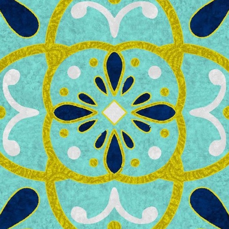 300x300mm Aqua Blue Floral Tiles TQ39-CN33G79