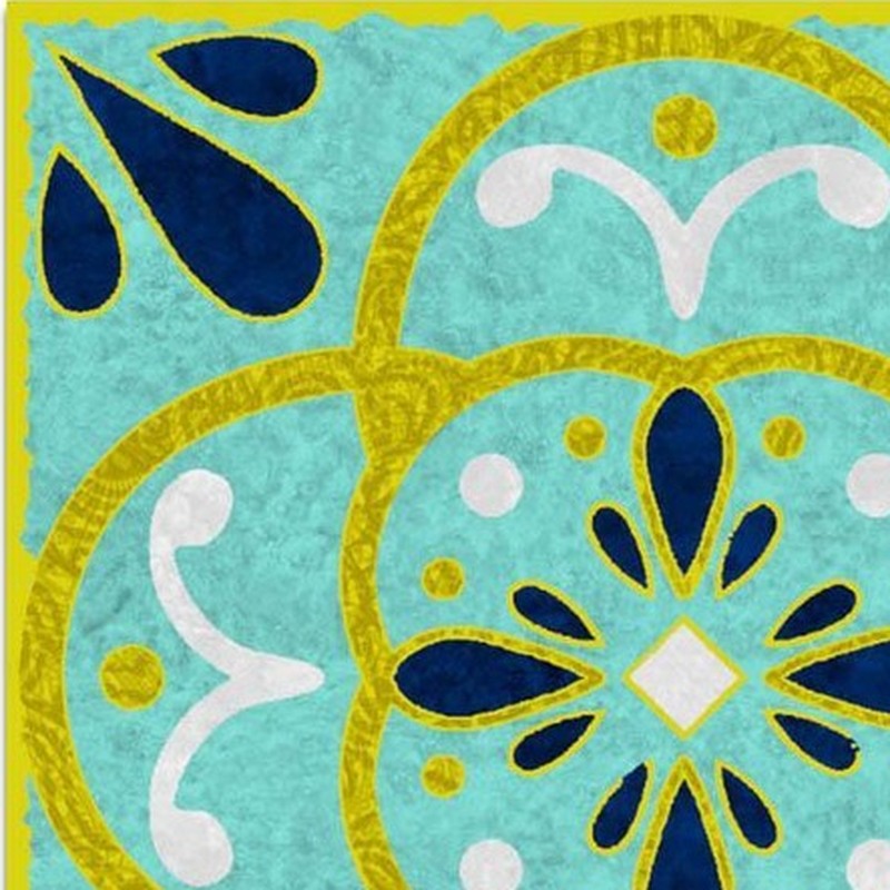 300x300mm Aqua Blue Floral Tiles TQ39-CN33G79