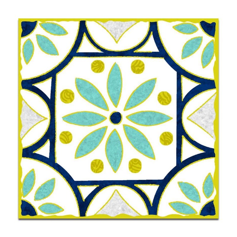 300x300mm White Blue Curved Floral Tiles TQ39-CN33G90