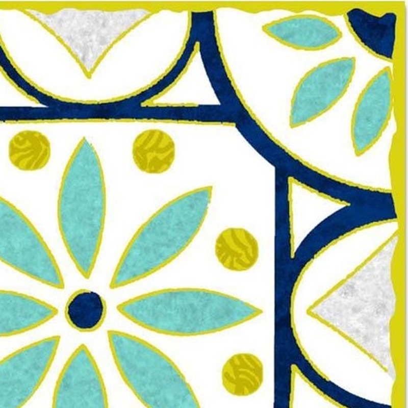 300x300mm White Blue Curved Floral Tiles TQ39-CN33G90