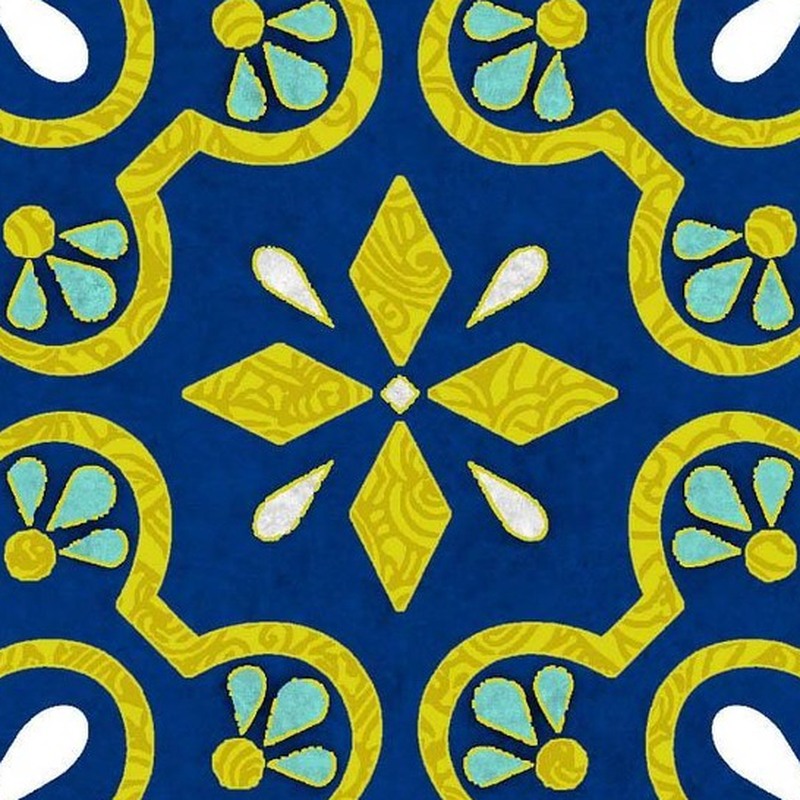 300x300mm Blue Yellow Geometric Star Tiles TQ39-CN33G92