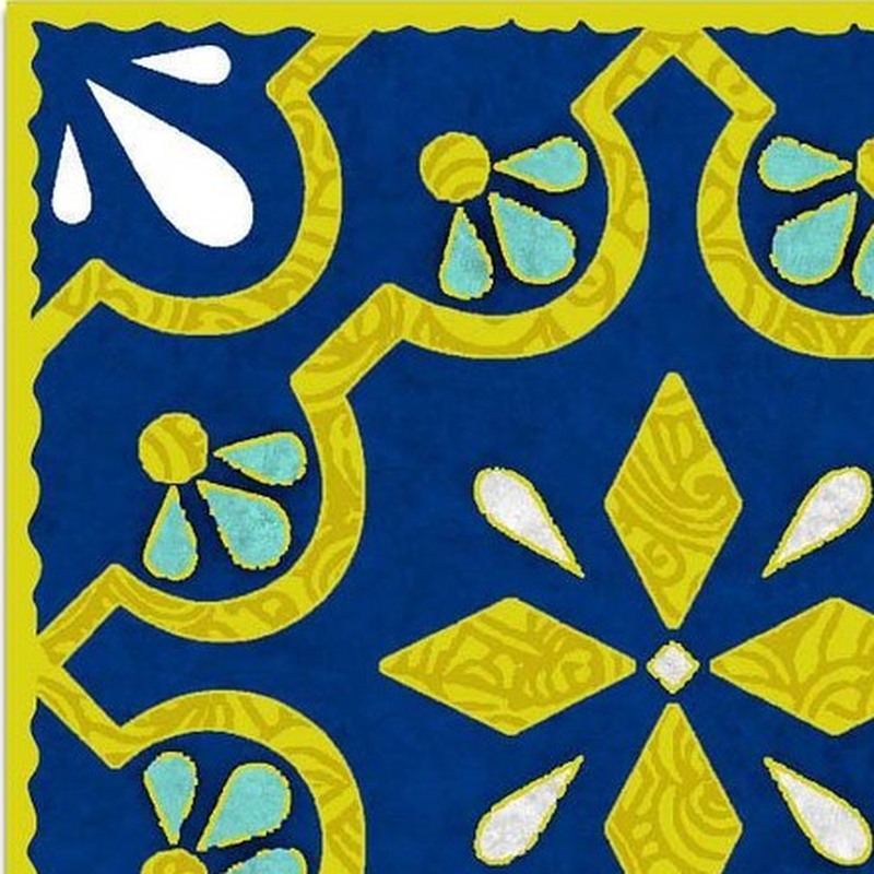 300x300mm Blue Yellow Geometric Star Tiles TQ39-CN33G92