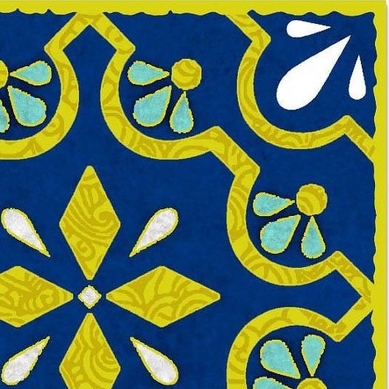 300x300mm Blue Yellow Geometric Star Tiles TQ39-CN33G92