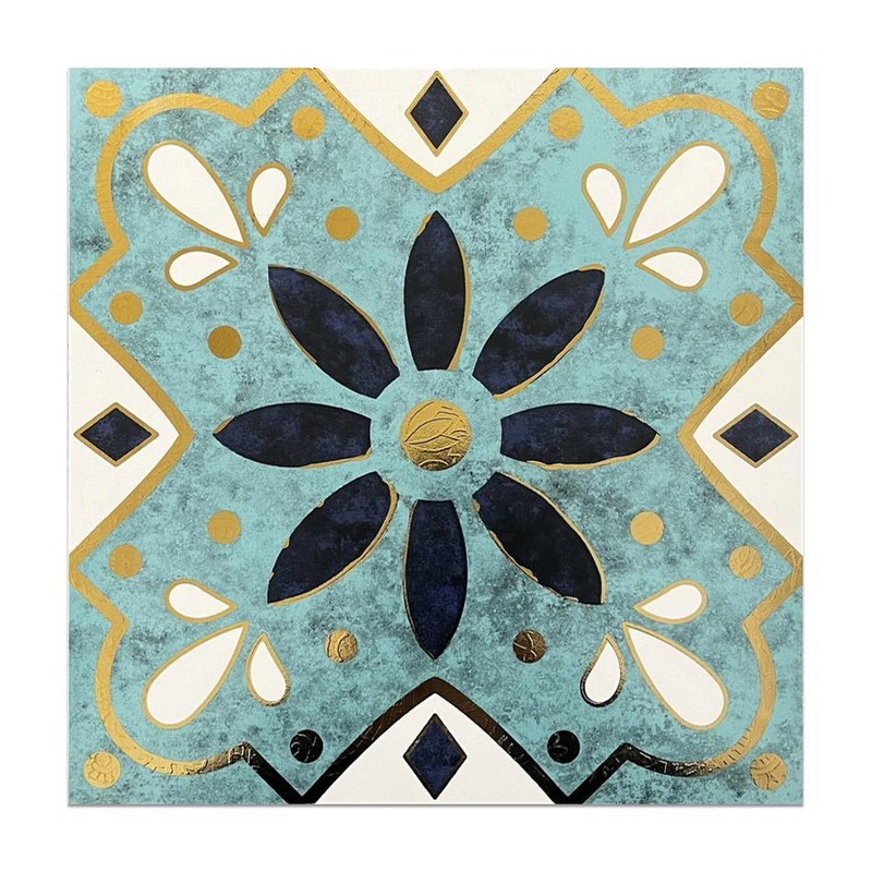 300x300mm Aqua Black Floral Tiles TQ39-MOSC29822