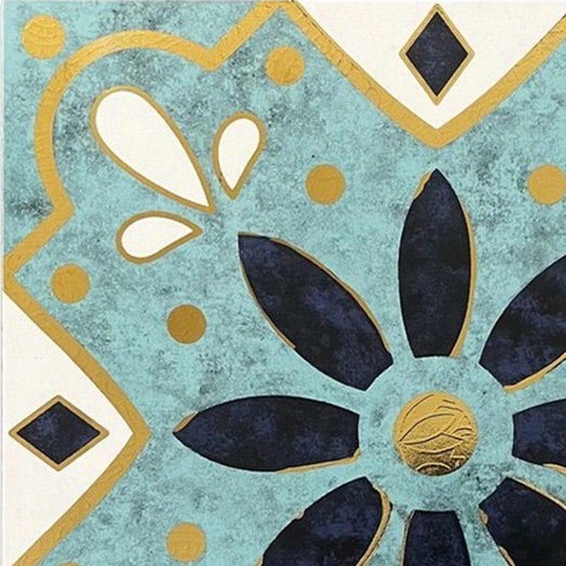 300x300mm Aqua Black Floral Tiles TQ39-MOSC29822