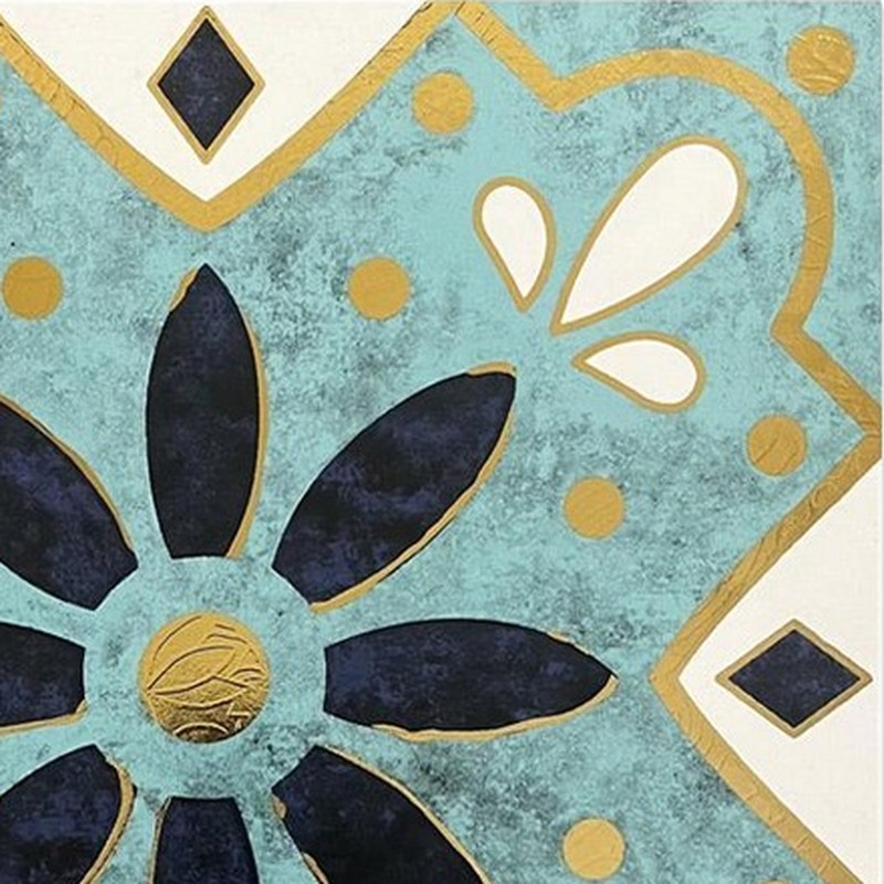 300x300mm Aqua Black Floral Tiles TQ39-MOSC29822