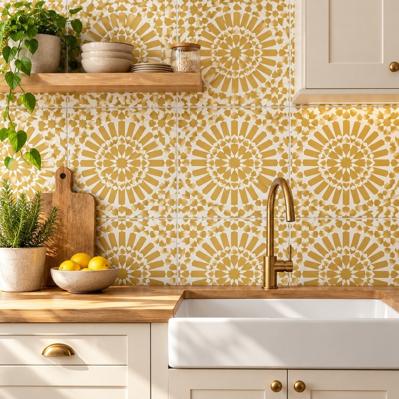 300x300mm Gold Tone Mosaic Star Tiles TQ39-MOSC29824