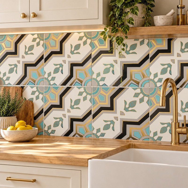 300x300mm Multicolour Angular Geometry Tiles TQ39-MOSC29826