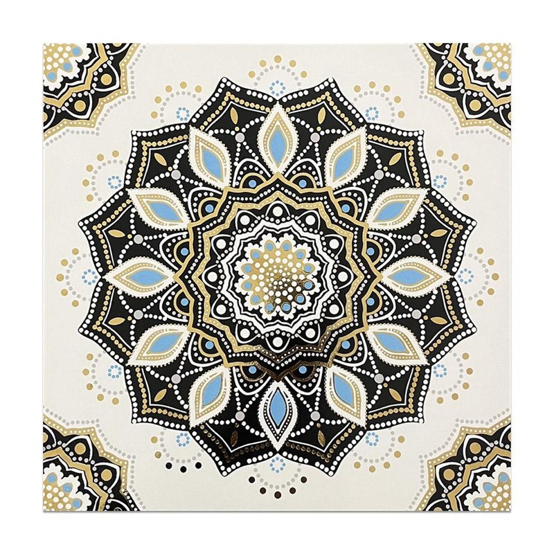 300x300mm Black Cream Ornamental Medallion Tiles TQ39-MOSC29827
