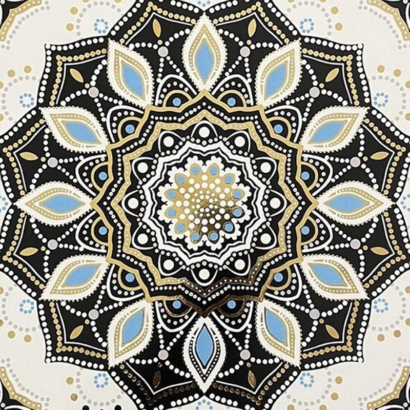 300x300mm Black Cream Ornamental Medallion Tiles TQ39-MOSC29827