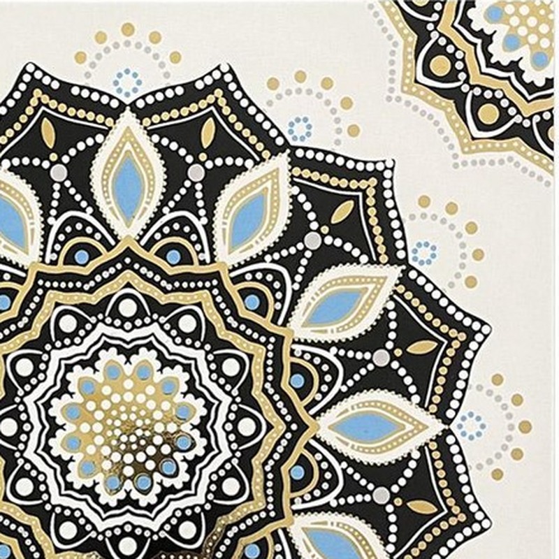 300x300mm Black Cream Ornamental Medallion Tiles TQ39-MOSC29827