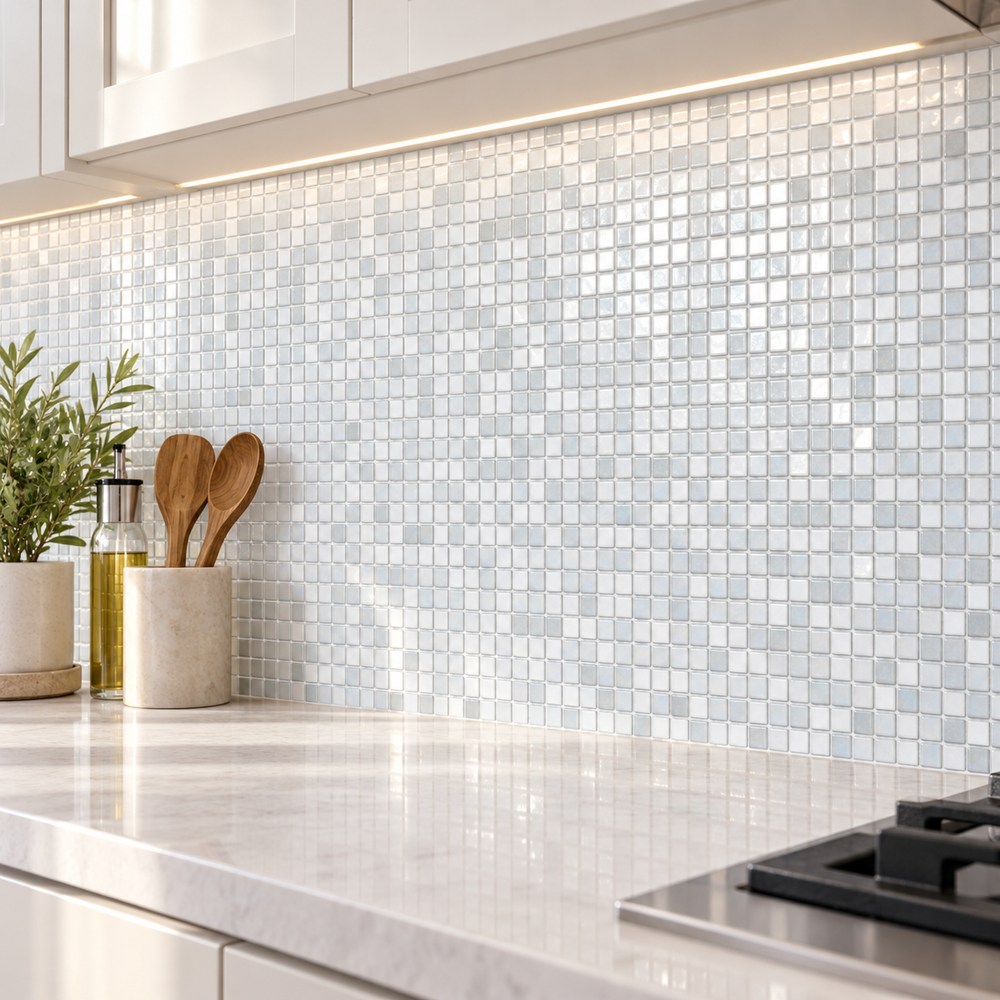 Pearl White Square Mosaic Tiles TQ36-FQ001F