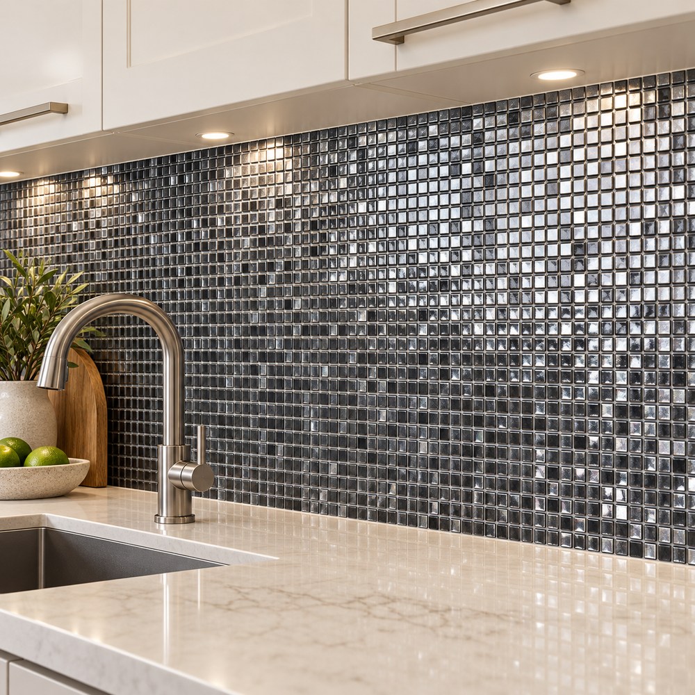 Charcoal Black Square Mosaic Tiles TQ36-FQ003F