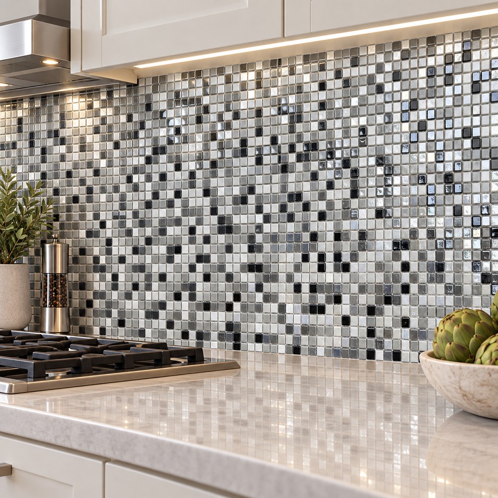 Black Grey White Mix Square Mosaic Tiles TQ36-FQ007F