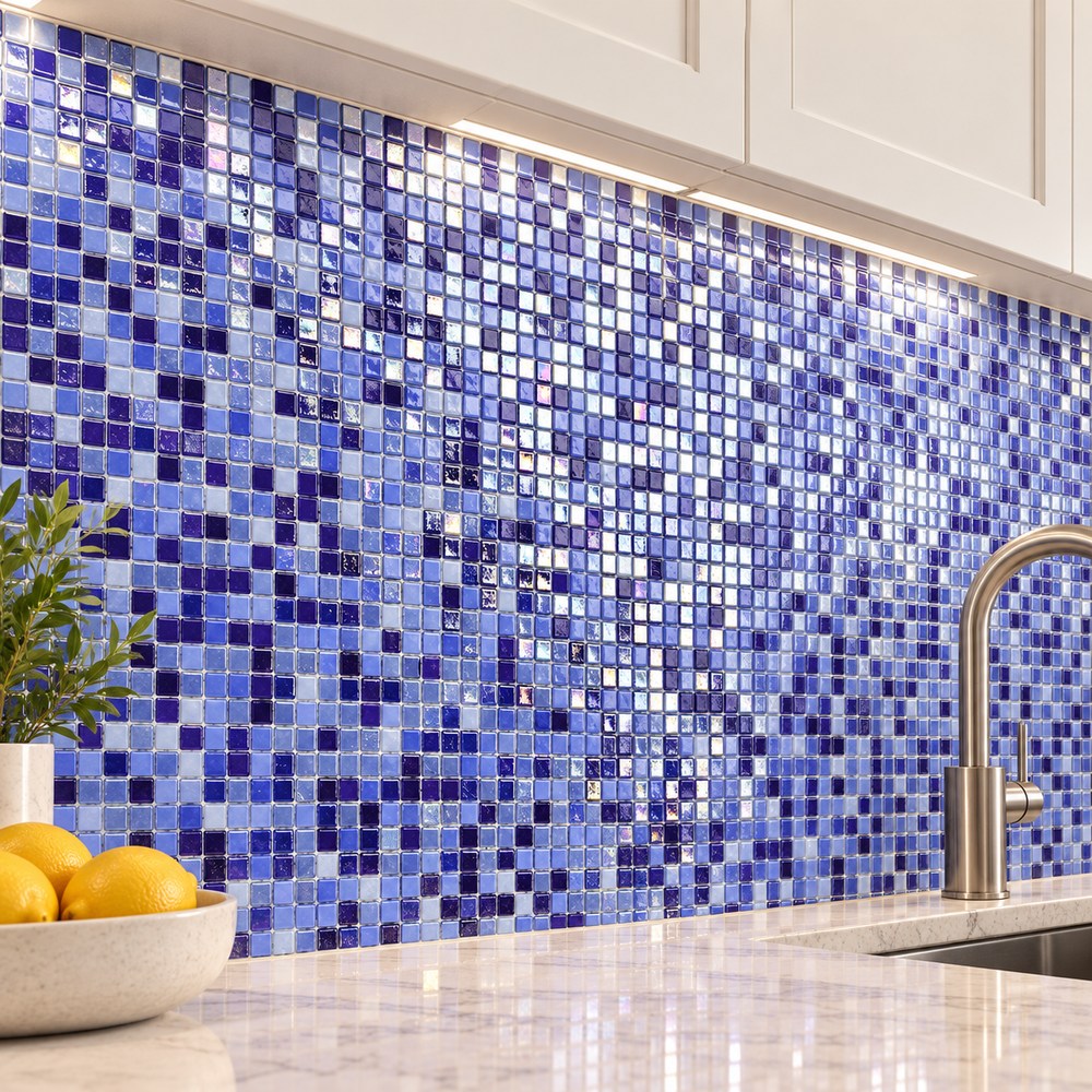 Blue Lilac Mix Square Mosaic Tiles TQ36-FQ009F