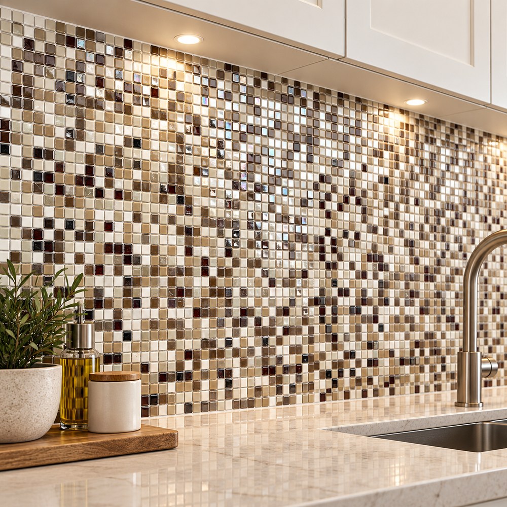 Brown Beige Mix Square Mosaic Tiles TQ36-FQ010F