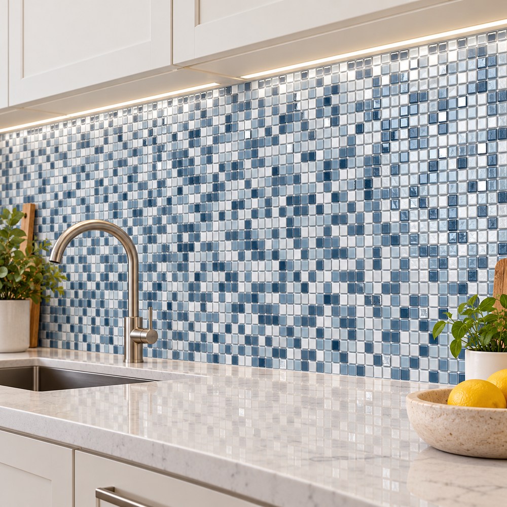 Blue Grey Mix Square Mosaic Tiles TQ36-FQ011F
