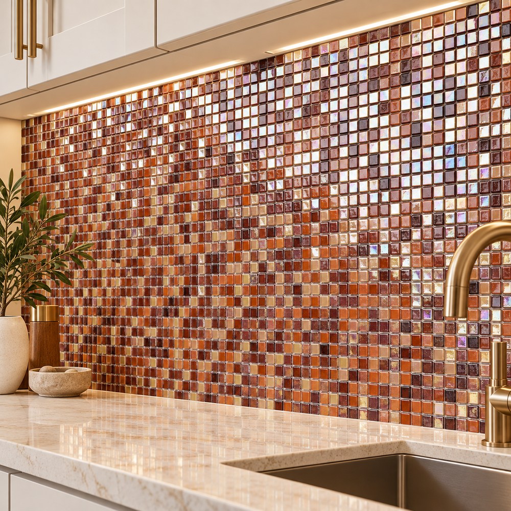 Amber Brown Mix Square Mosaic Tiles TQ36-FQ017F