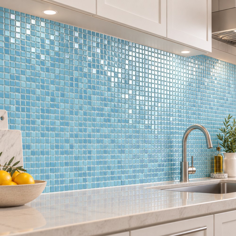 Aqua Blue Square Mosaic Tiles TQ36-FQ018F