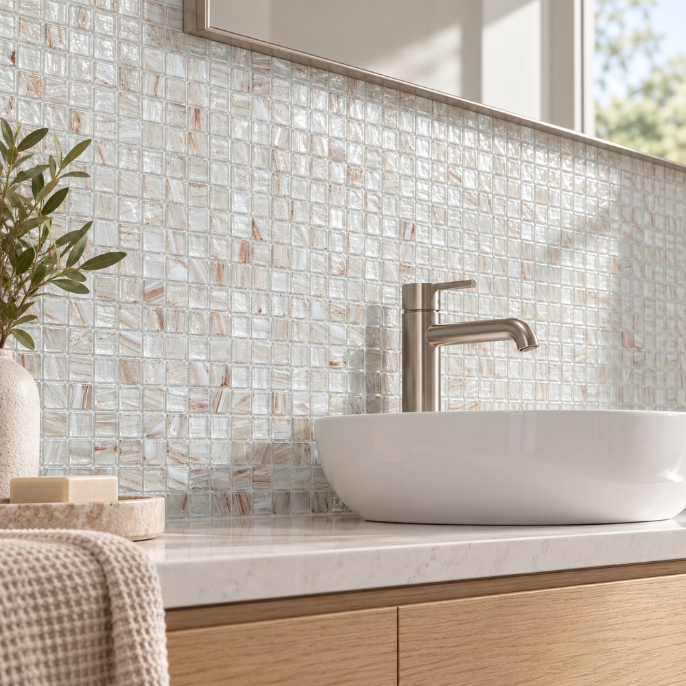 Pearl White Ice Flower Glass Mosaic Tiles TQ36-NE111