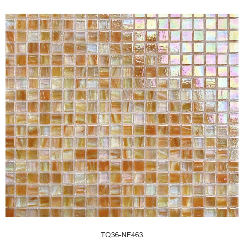 Iridescent Amber Gold Ice Flower Glass Mosaic Tiles TQ36-NF463