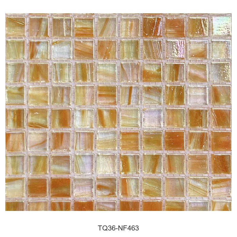 Iridescent Amber Gold Ice Flower Glass Mosaic Tiles TQ36-NF463
