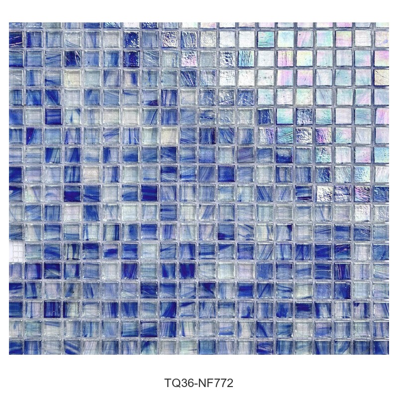Iridescent Cobalt Blue Ice Flower Glass Mosaic Tiles TQ36-NF772