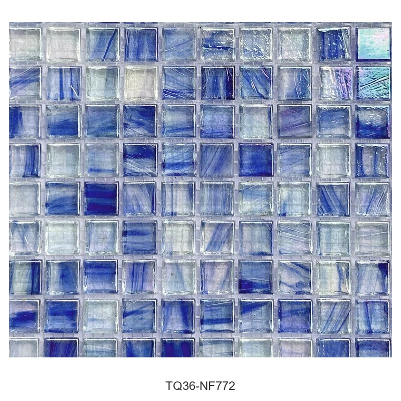 Iridescent Cobalt Blue Ice Flower Glass Mosaic Tiles TQ36-NF772