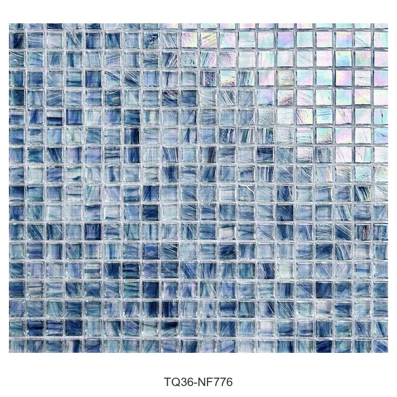 Iridescent Steel Blue Ice Flower Glass Mosaic Tiles TQ36-NF776