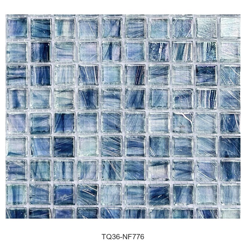 Iridescent Steel Blue Ice Flower Glass Mosaic Tiles TQ36-NF776