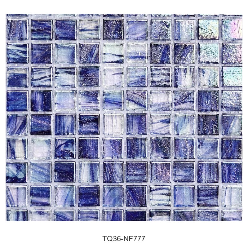 Iridescent Violet Blue Ice Flower Glass Mosaic Tiles TQ36-NF777