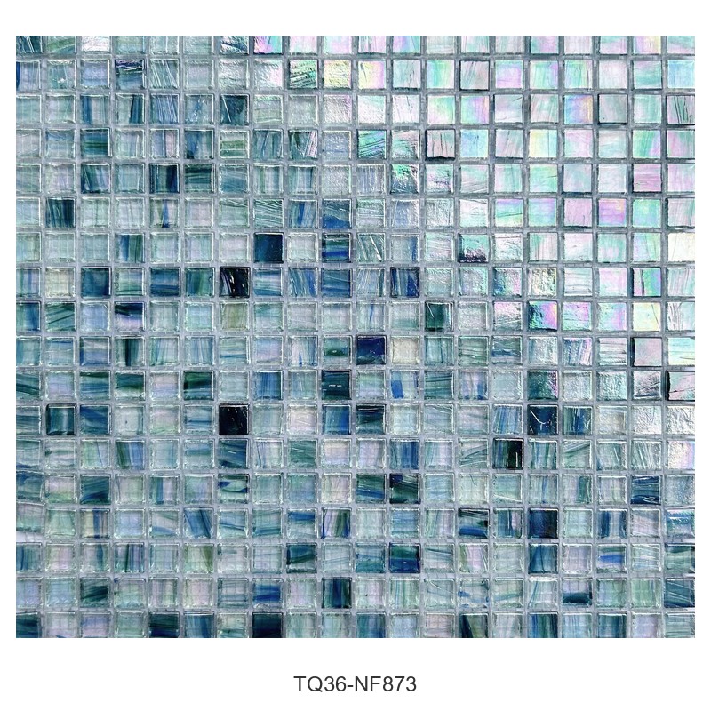 Iridescent Teal Blue Ice Flower Glass Mosaic Tiles TQ36-NF873