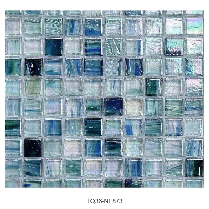 Iridescent Teal Blue Ice Flower Glass Mosaic Tiles TQ36-NF873