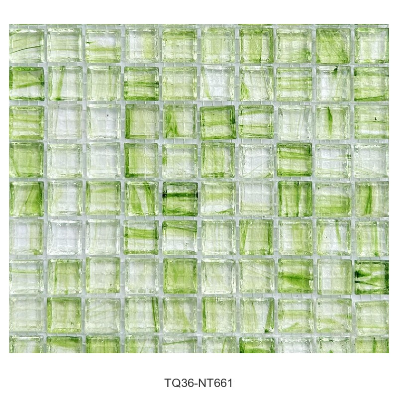 Lime Green Ice Flower Glass Mosaic Tiles TQ36-NT661