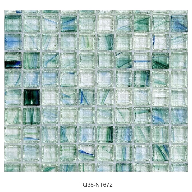 Aqua Green Ice Flower Glass Mosaic Tiles TQ36-NT672