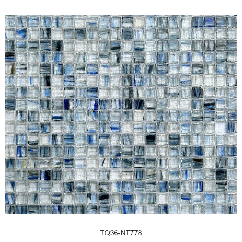 Blue Grey Ice Flower Glass Mosaic Tiles TQ36-NT778
