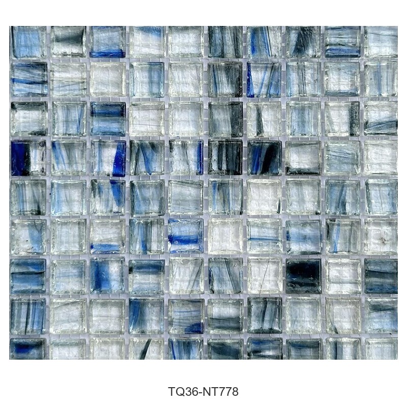 Blue Grey Ice Flower Glass Mosaic Tiles TQ36-NT778