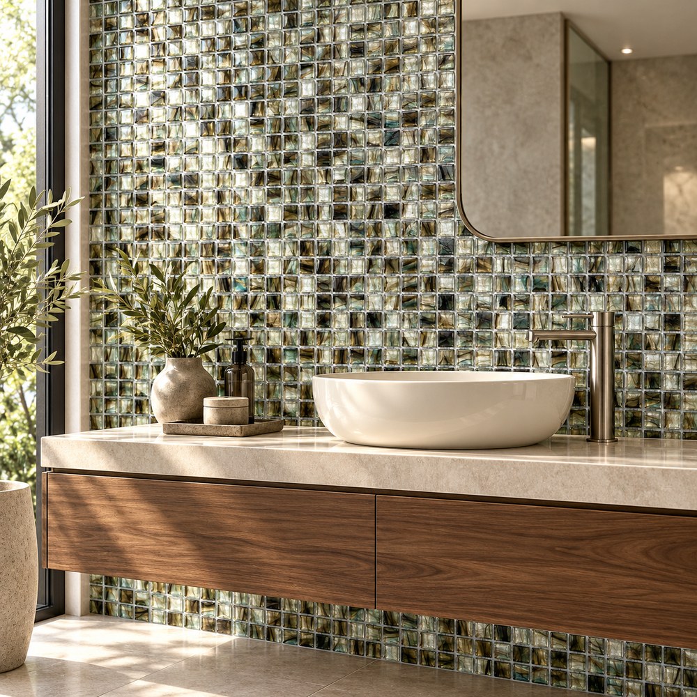 Bronze Grey Ice Flower Glass Mosaic Tiles TQ36-NT865