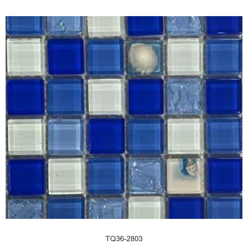 Blue White Mix Textured Glass Mosaic Tiles TQ36-2803