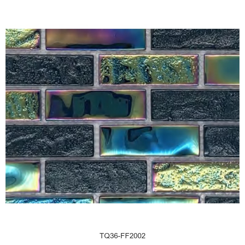 Black Iridescent Textured Glass Mosaic Tiles TQ36-FF2002