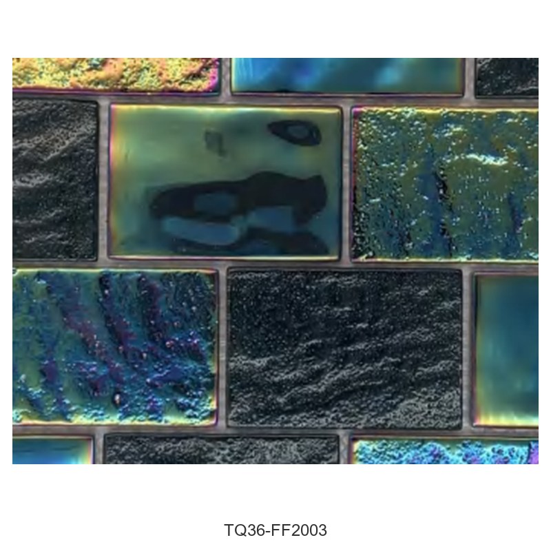 Black Iridescent Textured Glass Mosaic Tiles TQ36-FF2003