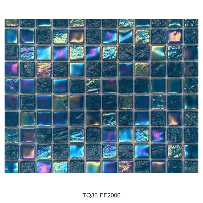 Teal Iridescent Textured Glass Mosaic Tiles TQ36-FF2006