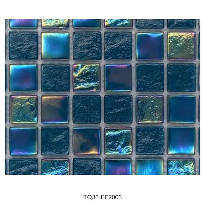 Teal Iridescent Textured Glass Mosaic Tiles TQ36-FF2006