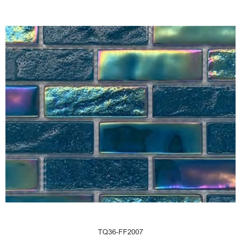 Teal Iridescent Textured Glass Mosaic Tiles TQ36-FF2007