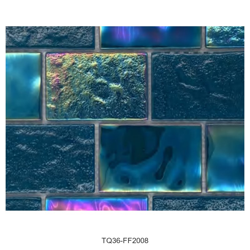 Teal Iridescent Textured Glass Mosaic Tiles TQ36-FF2008