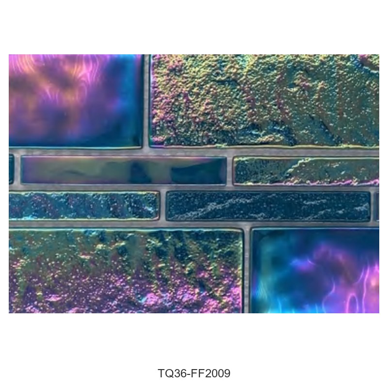Teal Iridescent Textured Glass Mosaic Tiles TQ36-FF2009