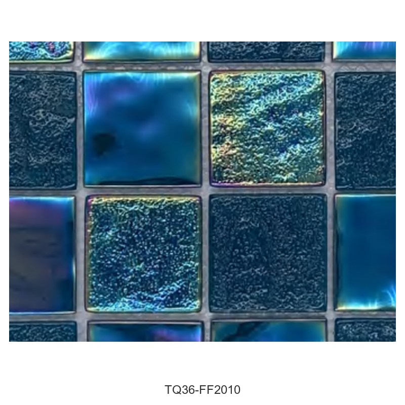 Teal Iridescent Textured Glass Mosaic Tiles TQ36-FF2010
