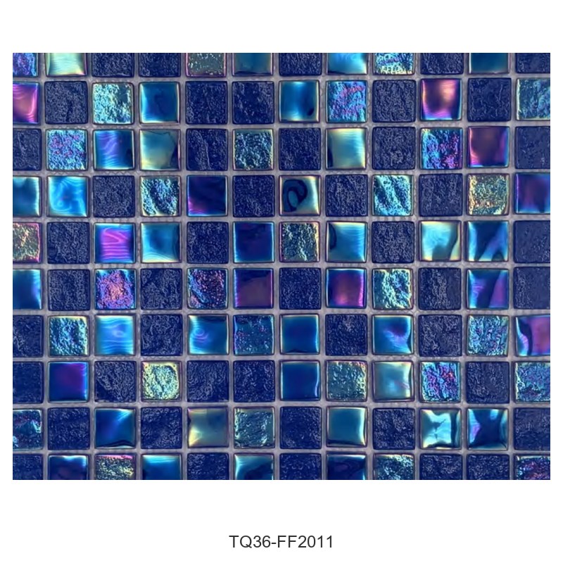 Cobalt Blue Iridescent Textured Glass Mosaic Tiles TQ36-FF2011