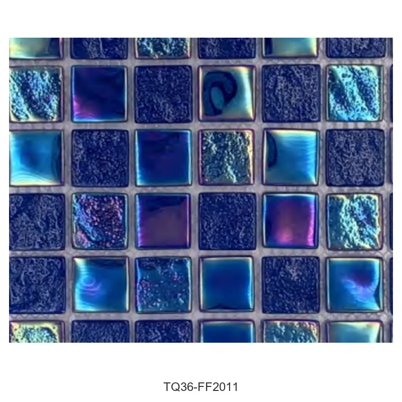 Cobalt Blue Iridescent Textured Glass Mosaic Tiles TQ36-FF2011